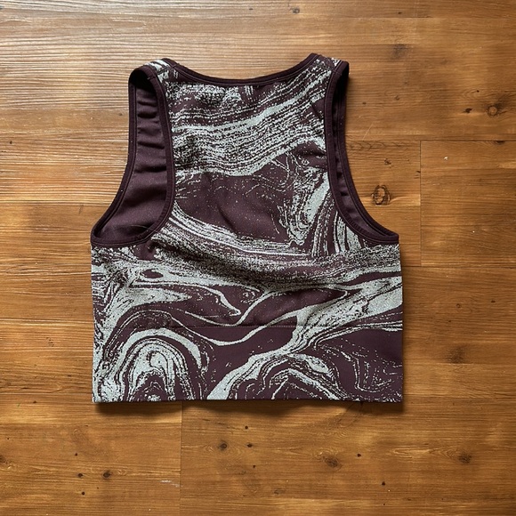 Athleta Aurora Crop Top in Spiced Cabernet with silver sparkle detail - Picture 2 of 2